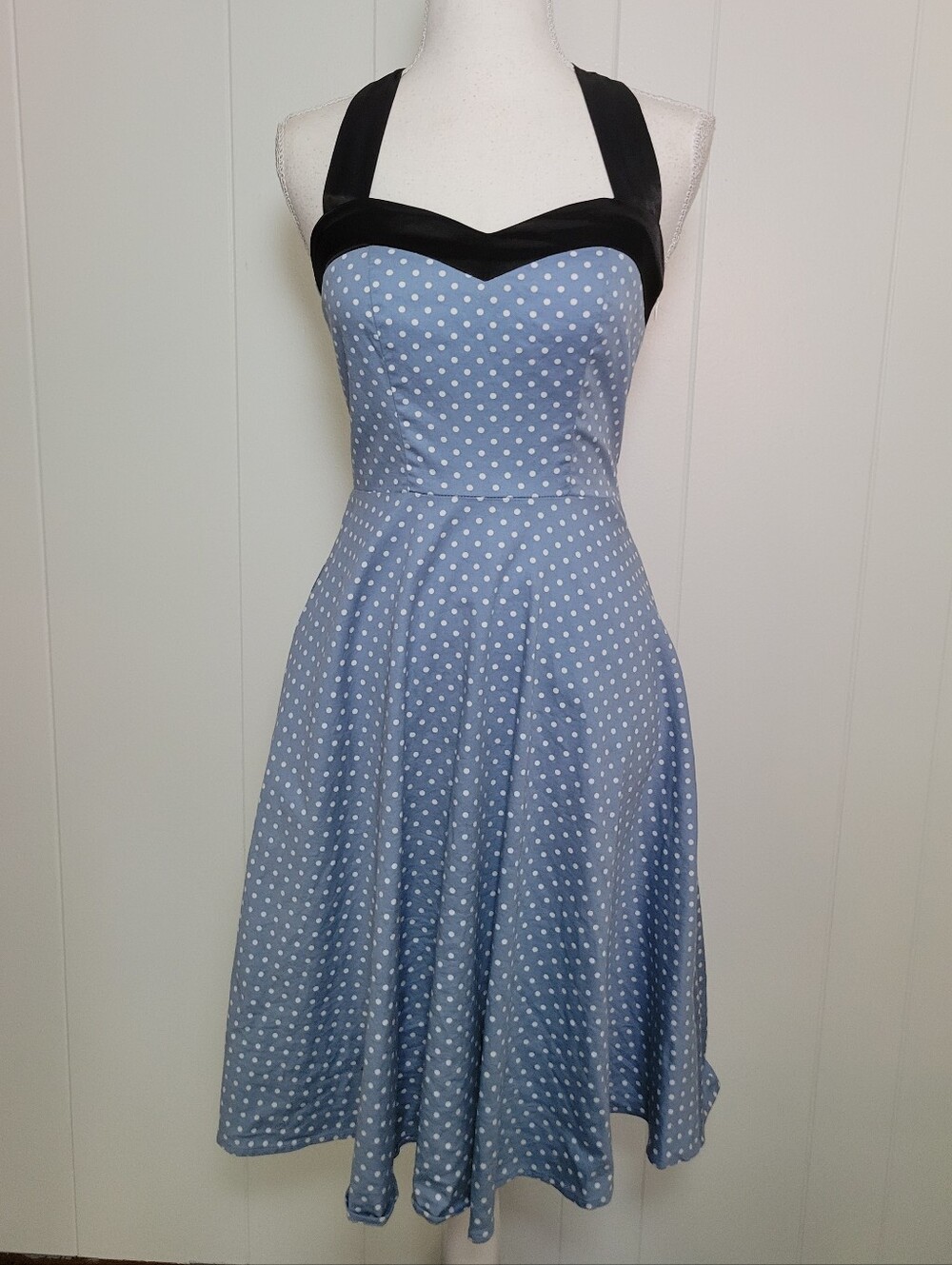 Dresstells Pin Up Dress Vintage Inspired Polka Dot Rockabilly Halter Swing XS